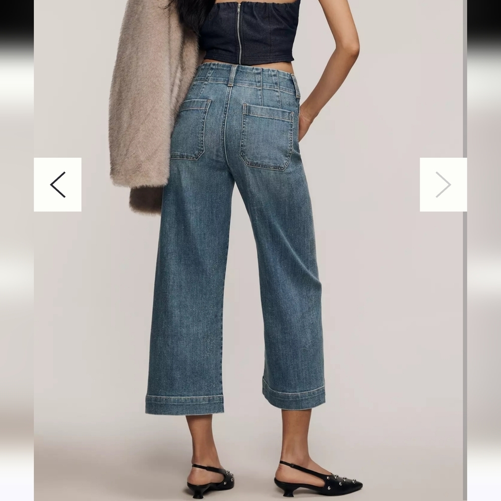 Maeve Colette Crop High Rise Wide Leg Anthropologie Denim Jeans Medium Wash - Picture 3 of 11
